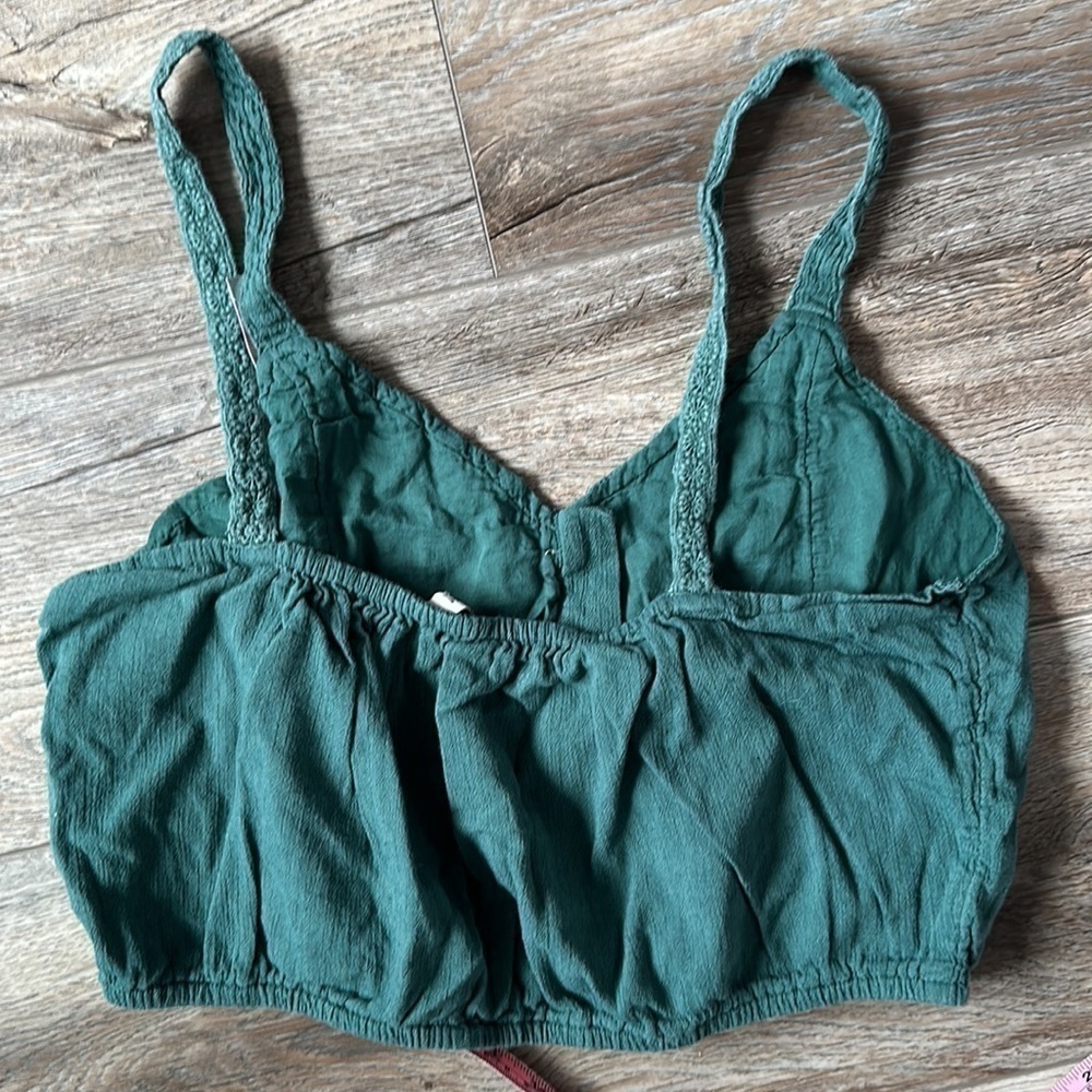 American Eagle top Emerald green crop top size small lace bohemian - Picture 7 of 9